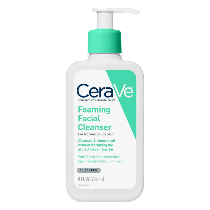 CeraVe Foaming Facial Cleanser, Daily Face Wash for Normal to Oily Skin, 8 fl oz - 237ml