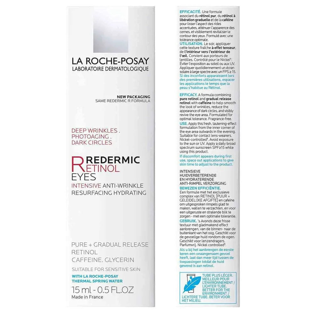 La Roche-Posay Redermic R Eyes Retinol Eye Cream, Anti-Aging Eye Cream to Reduce Wrinkles and Dark Circles With Pure Retinol and Caffeine, 0.5 Fl Oz