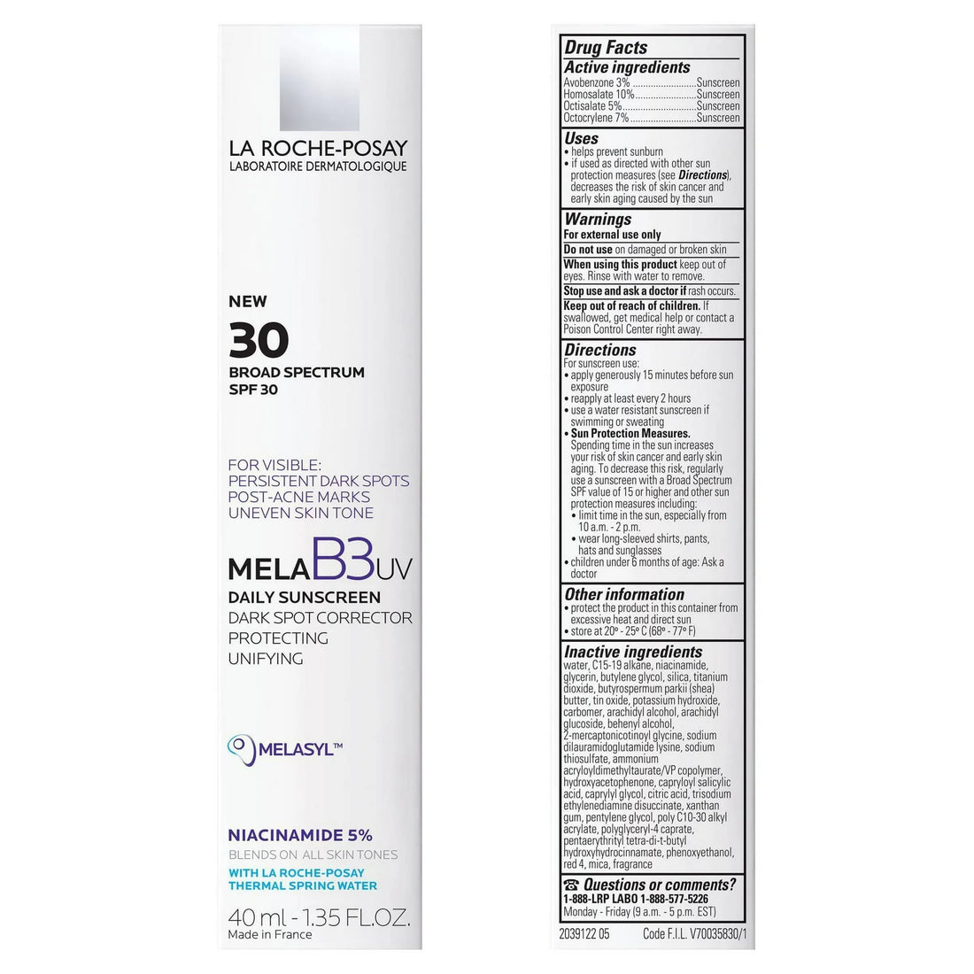 LA ROCHE POSAY MELA B3 UV DAILY MOISTURIZER SPF 30 WITH MELASYL™ + NIACINAMIDE